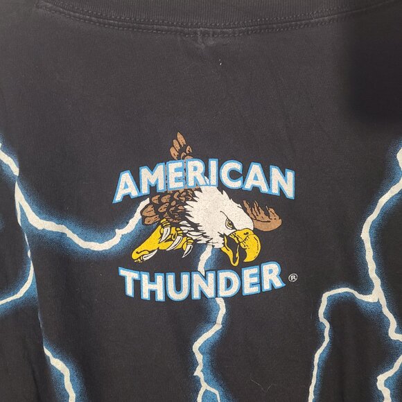 Vintage 90s American Thunder Native American Lightning Eagle Boxy 2XL T-Shirt - Picture 7 of 8